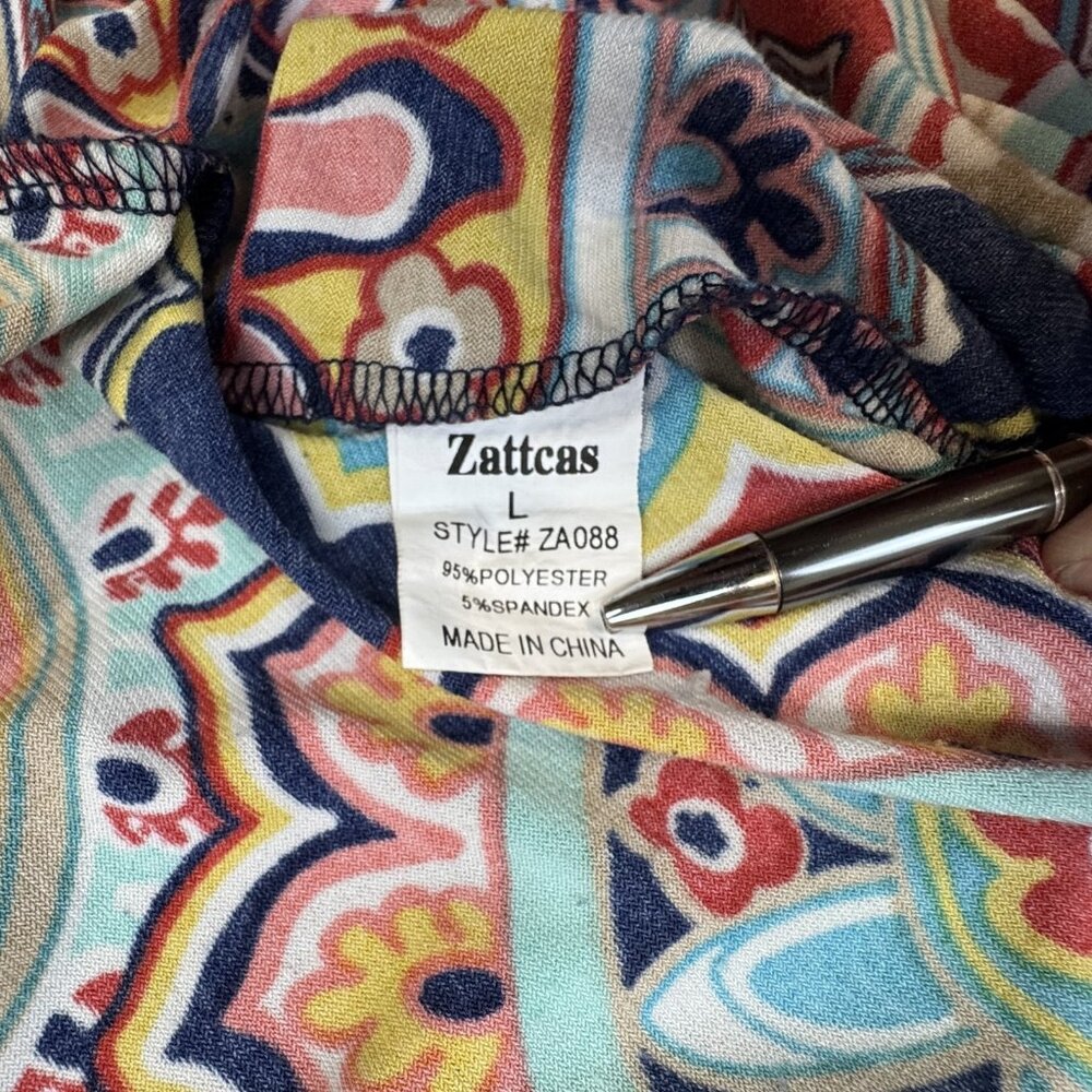 Zattcas Womens Size L Multicolor Mandala Print Sleeveless Belted Maxi Dress Boho - Picture 7 of 12